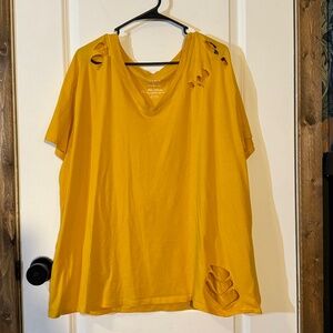 Torrid Vintage Cotton Jersey V-Neck Relaxed Distressed Tee